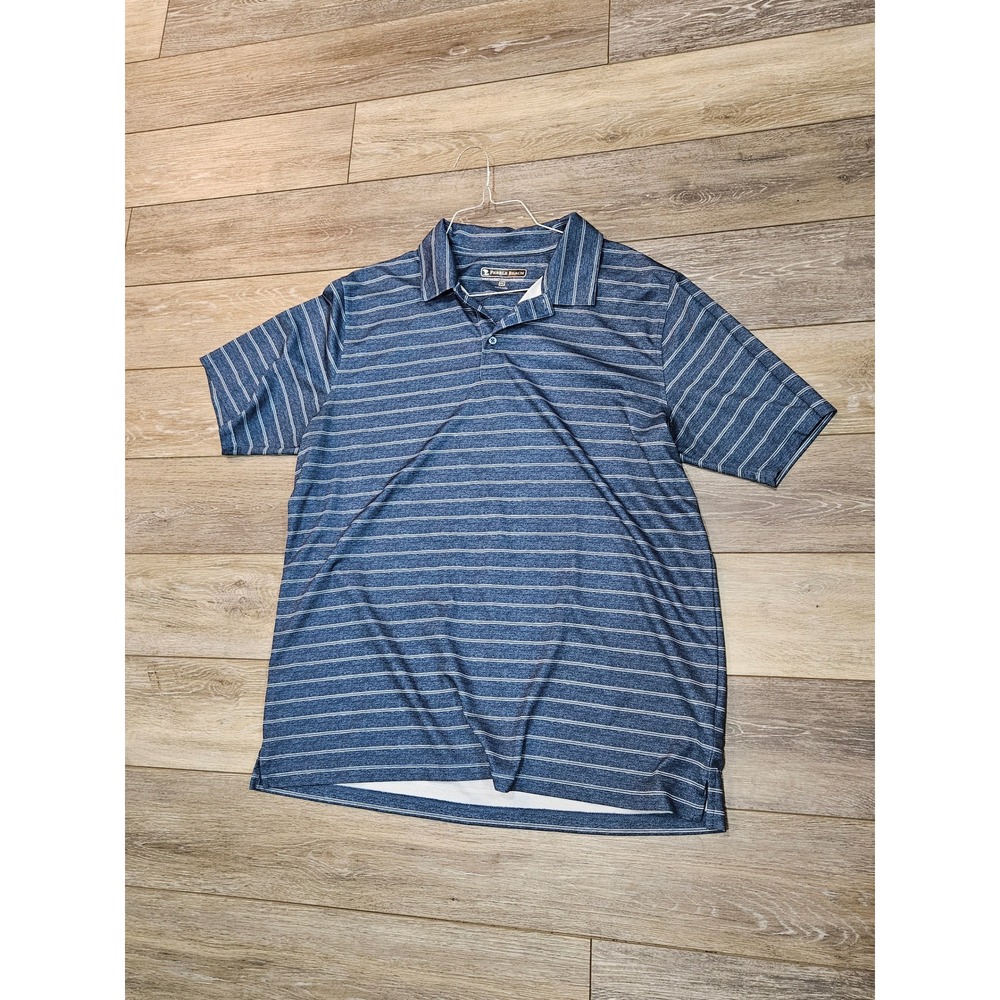 Pebble Beach Dry-Luxe Performance Striped Golf Polo Shirt Blue Mens XXL